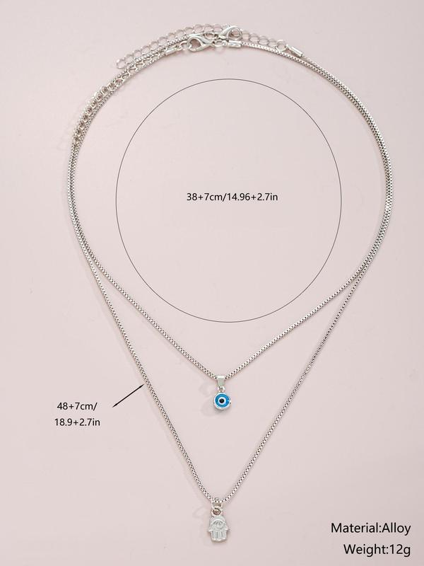 Fashion Eye Charm Pendant Layered Necklace for Women & Men, Fashion Jewellery for Party, Daily Clothing Decor, Trendy All-match & Exquisite Jewelry for Birthday Gift 1
