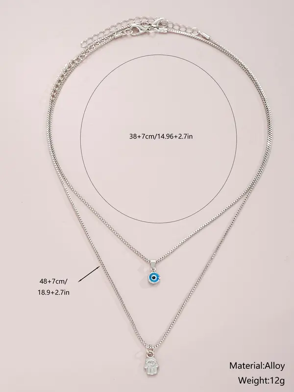 Fashion Eye Charm Pendant Layered Necklace for Women & Men, Fashion Jewellery for Party, Daily Clothing Decor, Trendy All-match & Exquisite Jewelry for Birthday Gift 1
