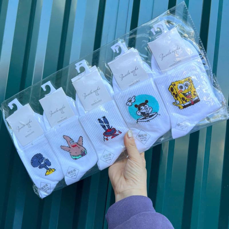 Tấtt Vớ Cổ Cao Set 5 Đôi Trắng Bọt Biển cotton Kháng Khuẩn MOHALI SVC009