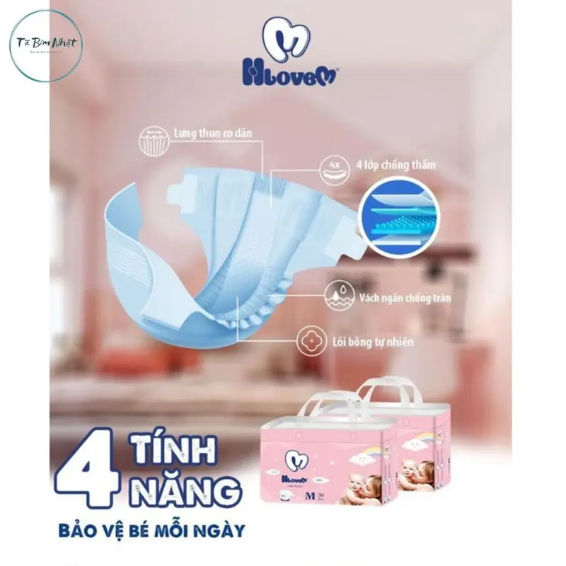Tã bỉm Quần Hlovem cho bé , khô mông cho bé đồng size 50 Miếng 0