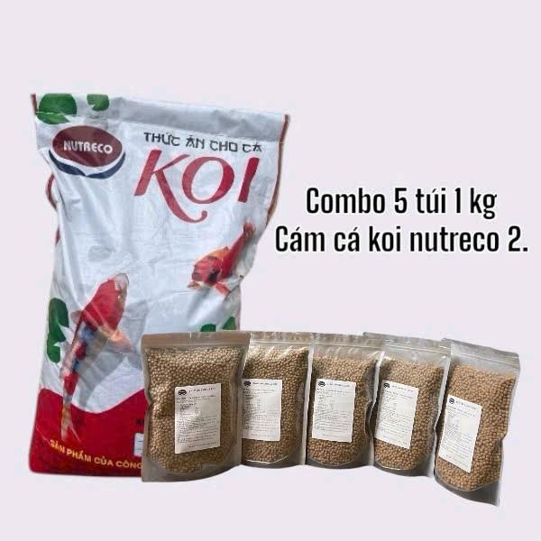 Combo 5 túi 1 kg Cám Cá Koi NUTRECO 2 - Tăng Màu, Tăng Size