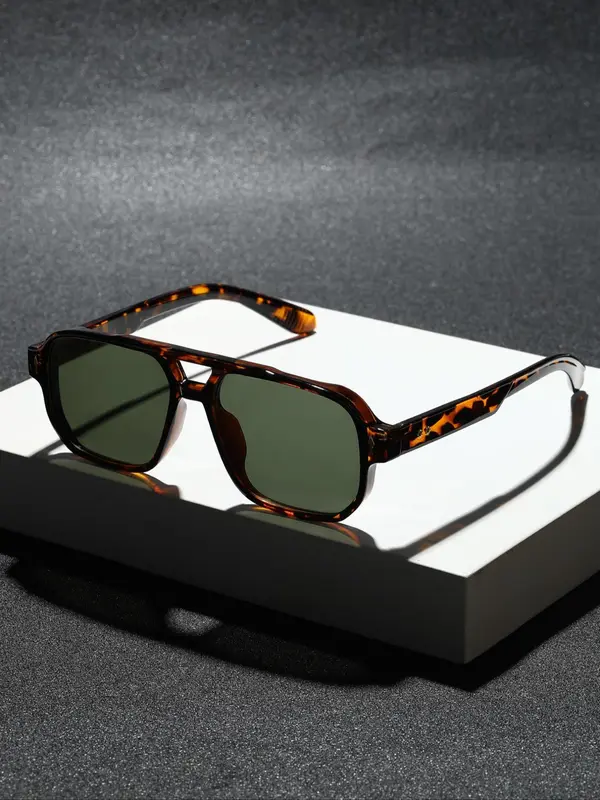 Unisex Fashionable Tortoiseshell Pattern Sunglasses, Trendy Casual Sunglasses for Everyday Use, Fashion Accessories for Outdoor Activities 0