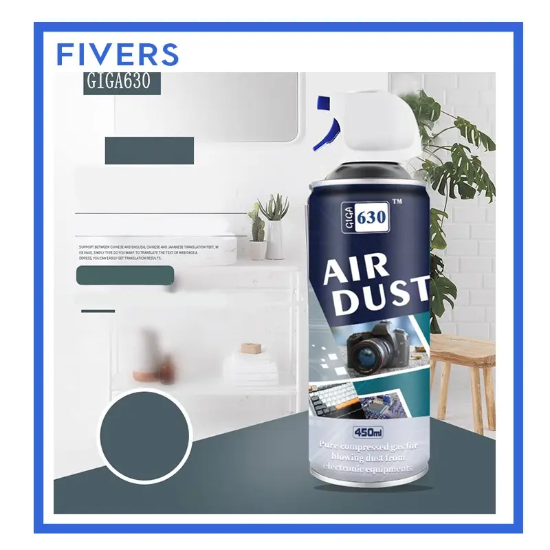 Giga 630 450ml Compressed Air Can Air Duster for PC Laptop Computers | FIVERS Cleaning Hand
