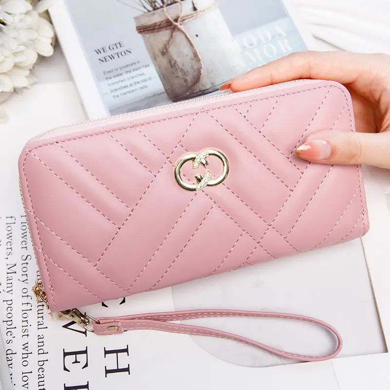 Dompet Wanita, Gaya Baru Panjang, Zip Dua Lapisan, Gaya Korea Mudah, Kapasiti Besar, Fesyen, Berbilang Slot Kad, Klac Bags Selempang