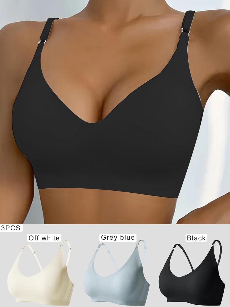 Product Introduction of Women's Solid Color Adjustable Strap Padded Wireless Bra, Curvy Holiday Wear 2024, Soft Comfortable Breathable Seamless Push Up Lingerie Top, Lingerie for All Seasons, Summer Wear 2024 8