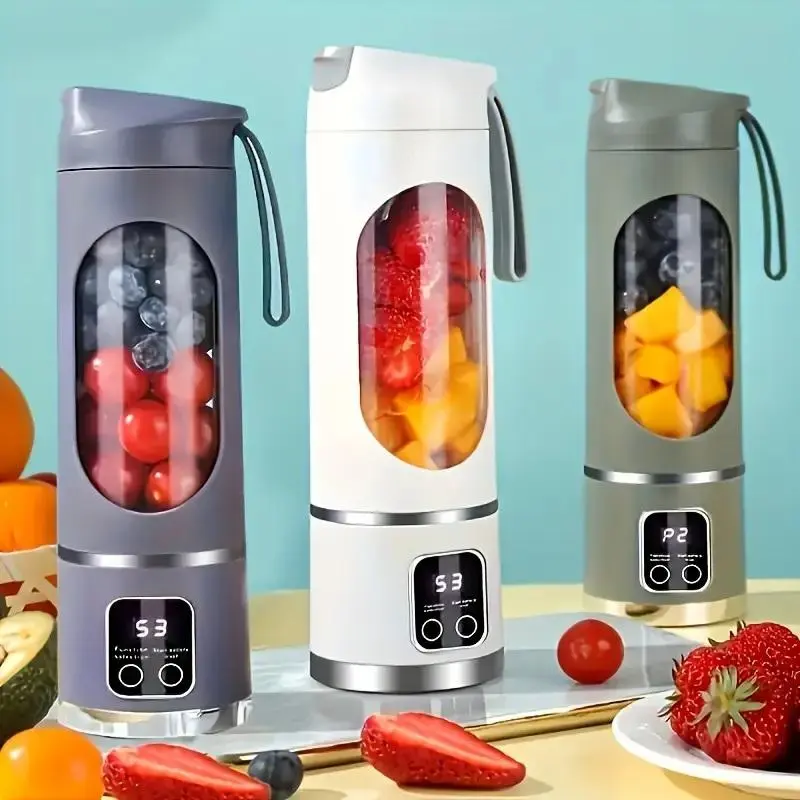 Portable Blender, USB Rechargeable Blender with LED Display for Smoothies and Liquid Diets, Small Juicer Blender, Milkshake Blender, Home Kitchen Appliance, Juicer Machine, Kitchen Accessories 0