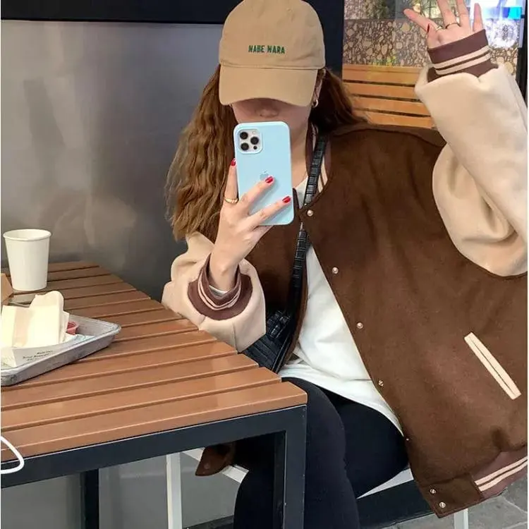 BROWNIE BASEBAL JACKET WANITA OVERSIZE - SWEATER JAKET WANITA BASEBAL KOREAN STYLE Baju Bandung 2