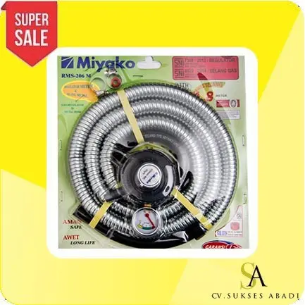 Selang dan Regulator RMS206M Kompor Gas LPG Miyako RMS-206 M RMS 206M Regulator Set Tekanan Rendah Elpiji / LOW PRESSURE REGULATOR SET / LOW PRESS REGULATOR SET MIYAKO RMS 206 SNI ORIGINAL Termurah Surabaya