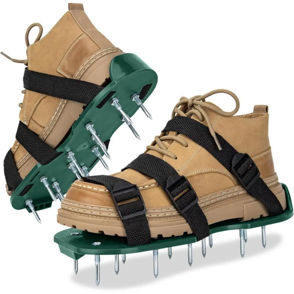 kaonyetw- Adjustable Fasteners Lawn Shoes Lawn Aerated Shoes Adjustable Heavy Duty Lawn Aerator Shoes for Healthy Green Grass Easy to Use Spiked Sandals for Effective Lawn Care