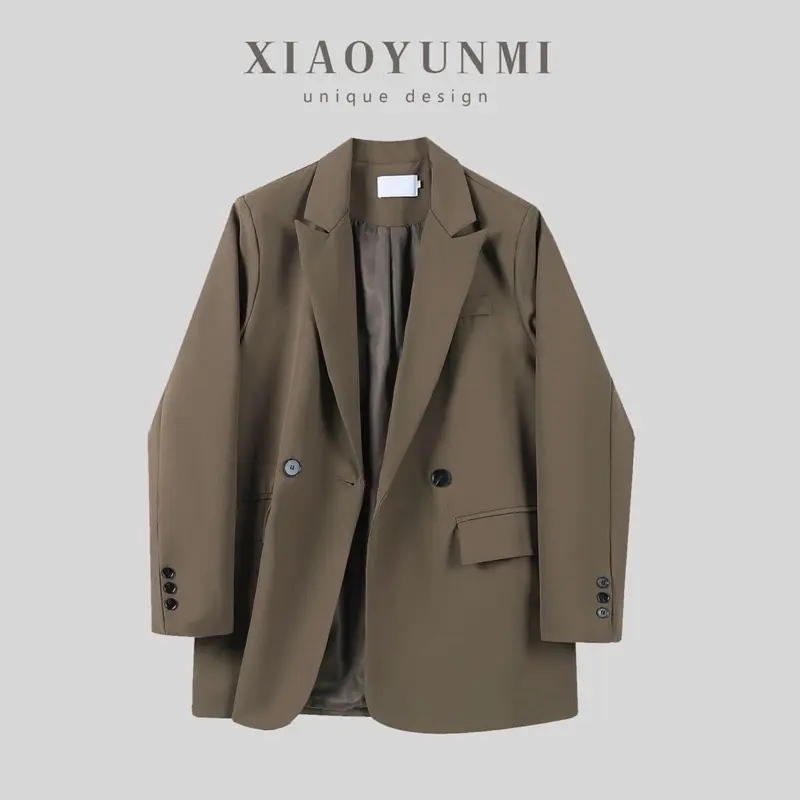 DT02 Áo Khoác Blazer, Áo Vest Khoác Ngoài 2 Cúc Ngang Có Đệm Vai 2 Lớp Phong Cách Hàn Quốc