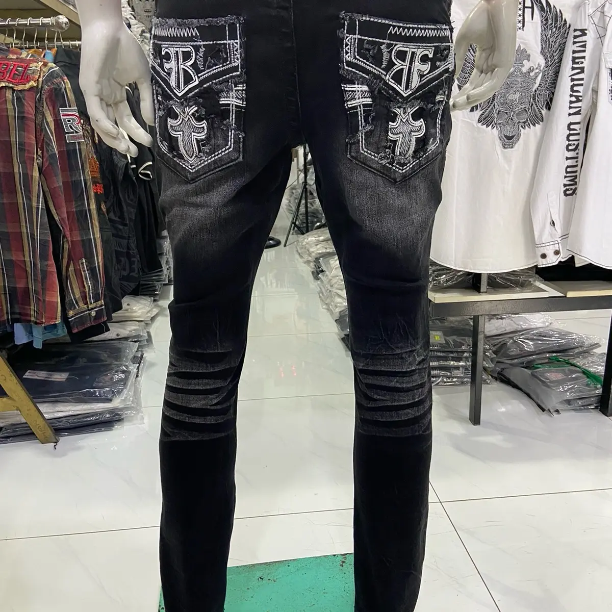 Quần jean dài Rock 1.1 Đen Was cực chất mẫu mới cho nam - Hàng Chất Lượng cao