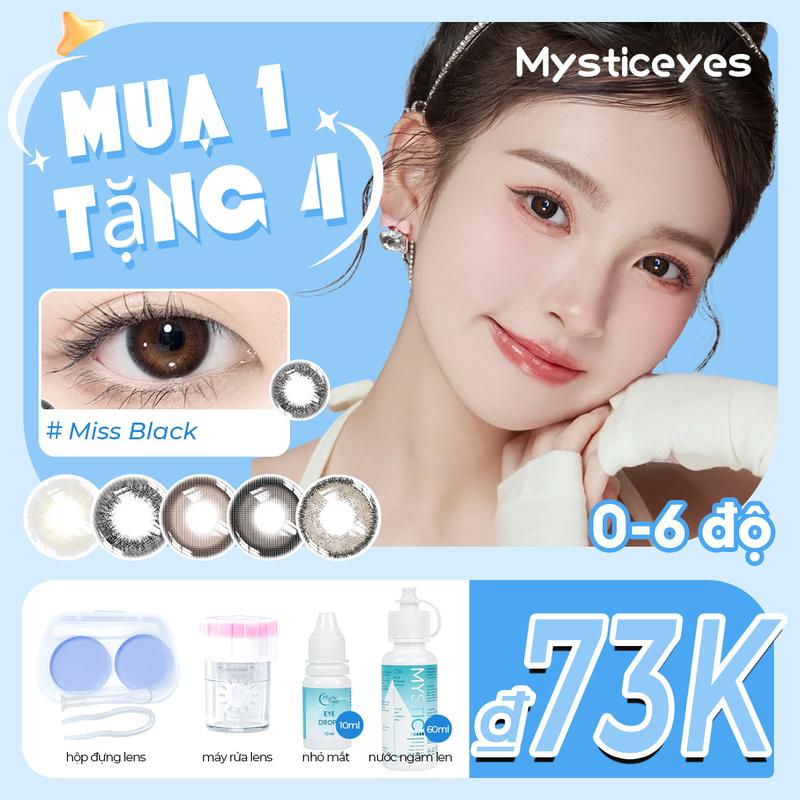[mua 1 tặng 4]0-6độ  lens đen kính áp tròng lens xanh kính màu xám 14.0-14.5mm lens for girls lens nâu tây Len đeo mắt lens  cứng Green Non-Medical