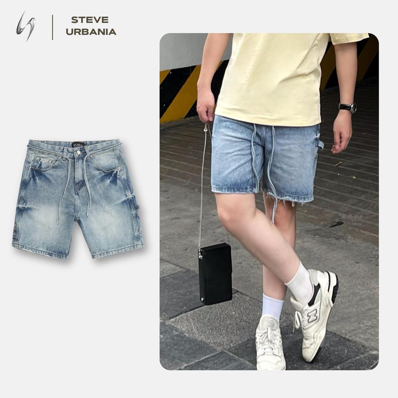Quần short bò unisex STEVE sooc nam nữ quần jean định lượng vải 13oz.