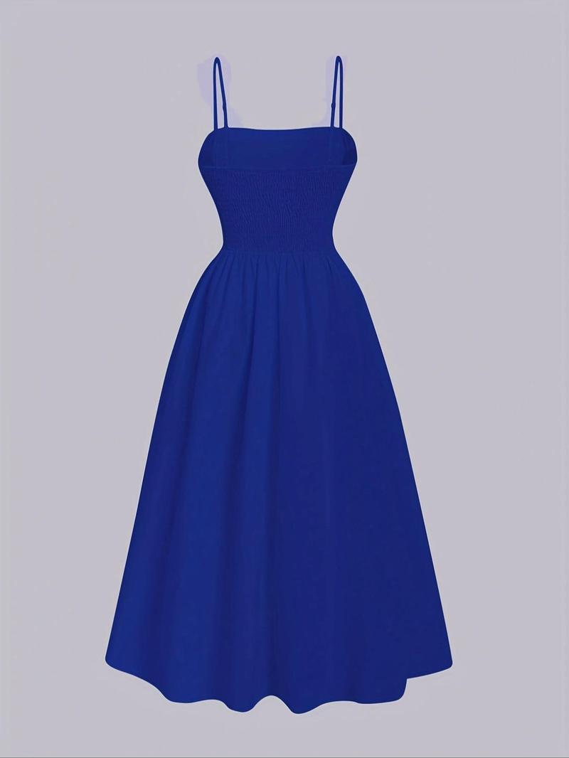 Product Introduction of Women's Solid Color Cami Dress, Elegant Sleeveless Spaghetti Strap Dress for Party Dating Wear, Ladies Summer Clothes 9