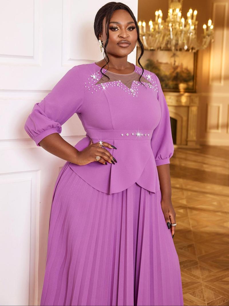 Product Introduction of 【Plus Size】 Glitter Party Dress, Elegant A Line Dress for Party Evening Formal Occasions, Women's Clothes for All Seasons 4