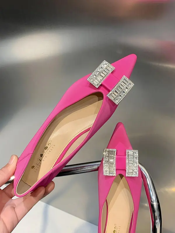 Women's Elegant Rhinestone Decorated Flat Shoes, Trendy Pointed Toe Slip on Shoes, Fashionable Shoes for Daily Wear, Girl 1