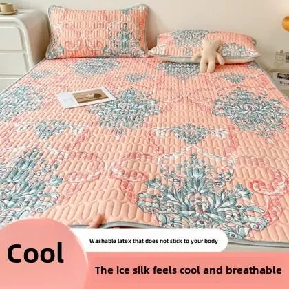 2/3pcs Latex Mat Kit Pillowcase Mattress Suitable For Bedroom Bedding Moisture Woker Perspiration Cool Machine Washable Printing Fashion