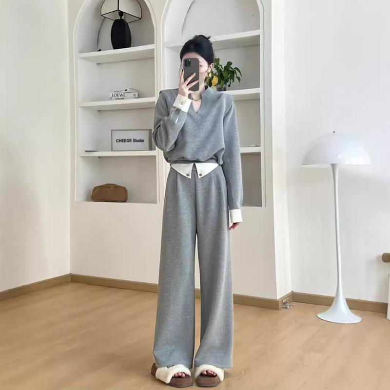 Bộ Nỉ Cổ Tàu Xẻ V Phối Vạt Sơ Mi – Phong Cách Hiện Đại và Tinh Tế Nữ Top Women Áo Kem Nhung Đen