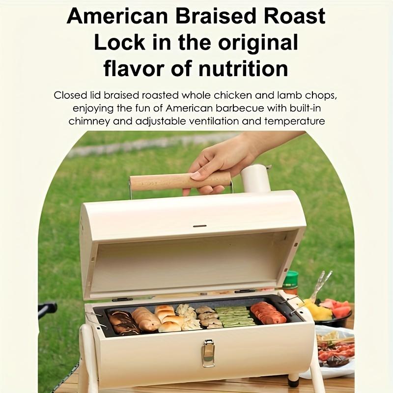 Product Introduction of Outdoor Barbecue Grill Made of Black Wood and Stainless Steel, with Shelves, Suitable for Courtyard, Home and Kitchen, Safe Food Contact, with BBQ Tool Set 7