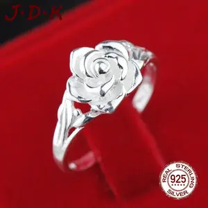 JDK Cincin Penjualan Panas 925 Perak Gaya Pasangan Bunga Mawar