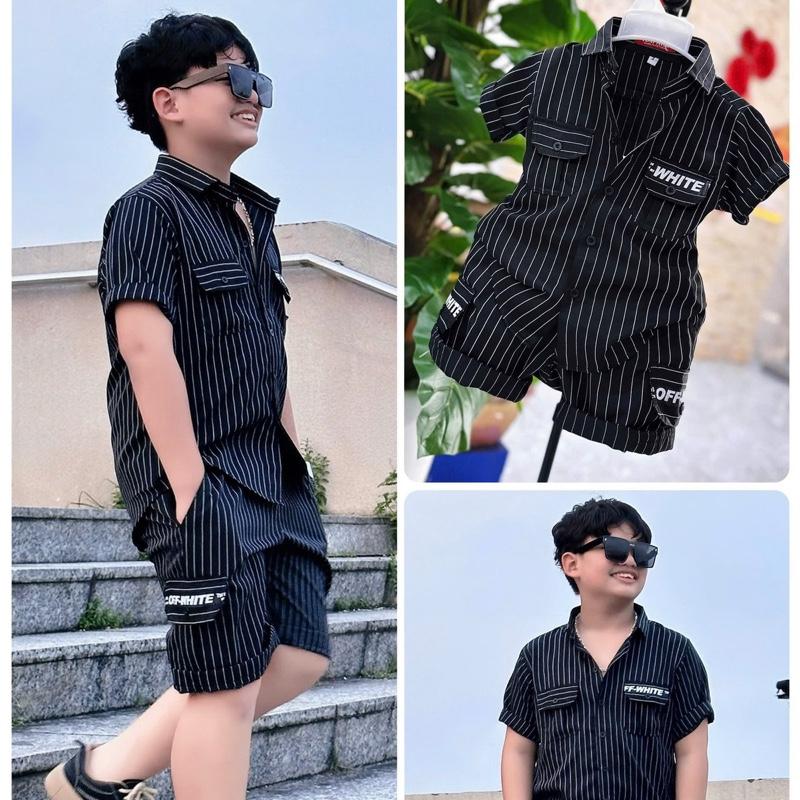 Bộ công tử túi nắp 2 bên kèm quần túi hộp sang chảnh MUPKIDS (Áo + Quần) 4
