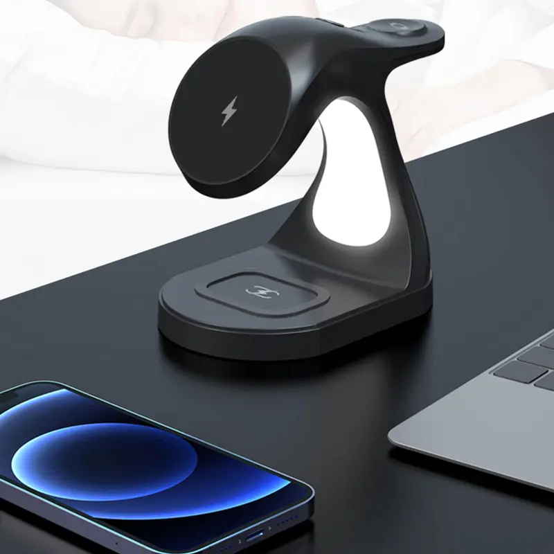 4 in 1 Wireless Charger, Portable Magnetic Wireless Charger with Night Light, Foldable Charging Station Compatible with iPhone & Apple Watch & AirPods 8
