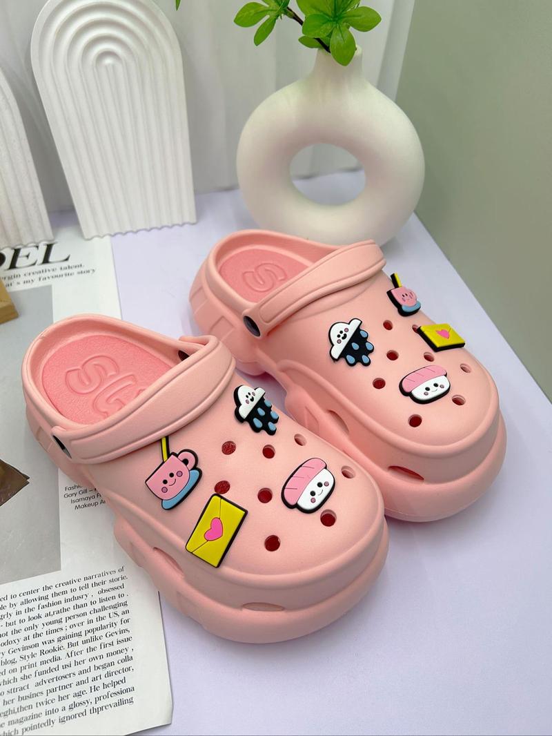 Product Introduction of Women's Cute Cartoon Charm Decorated Clogs, Casual Soft Comfortable Home Slippers, Non-slip Slippers for Indoor & Outdoor Wear, Walking Shoes 9