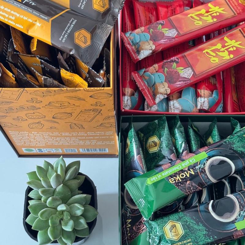 Combo 3 hộp cacao tổng 60 gói xanh đỏ vàng