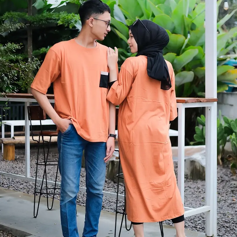 Baju Couple Pasangan T-Shirt Pocket | Bisa Beli SATUAN Basic Combed Oversize Dress Lembut Kaos Tee Tunik Tangan Katun Polos Kain Atasan 3
