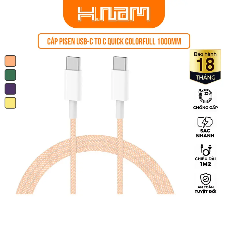 Cáp Pisen USB-C to C Quick Colorfull 1000mm (DM-TC02-1000) - 23227