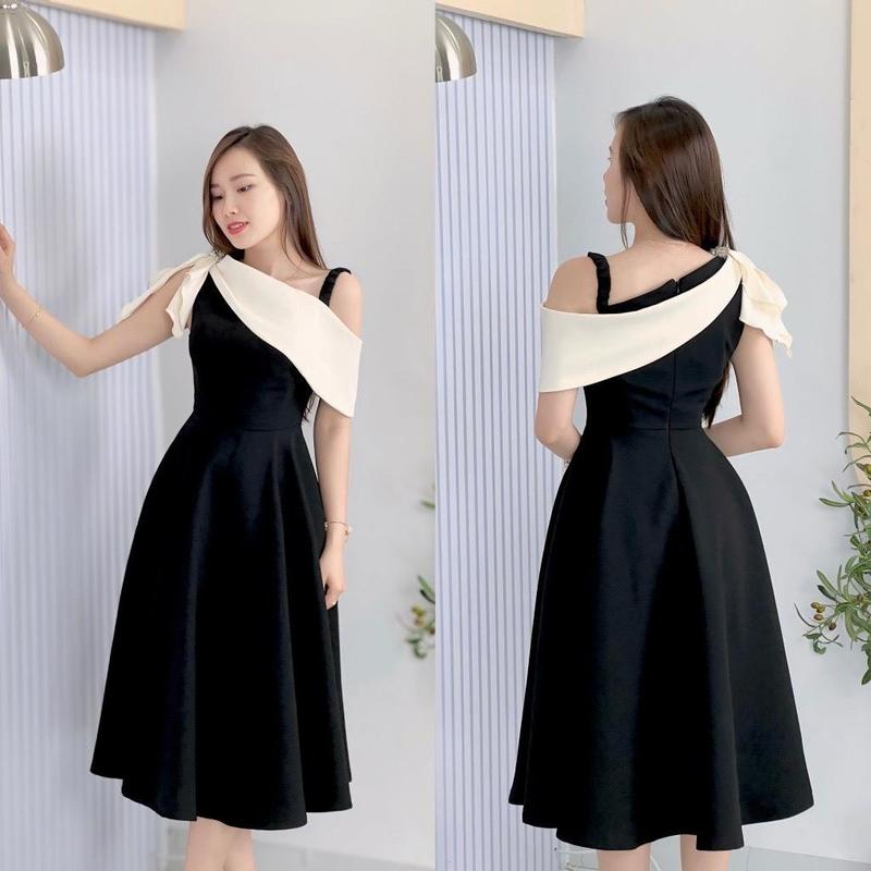Đầm tiểu thư dự tiệc lệch vai (Kèm tag cài + Mặc được 2 kiểu) MS225 Nữ Women 4