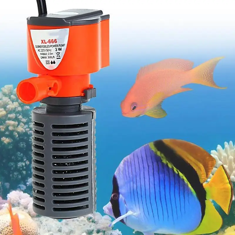 Máy lọc nước bể cá, với máy bơm tăng áp, để tăng lượng oxy, giải pháp lọc mini 3 trong 1, cho bể cá 7