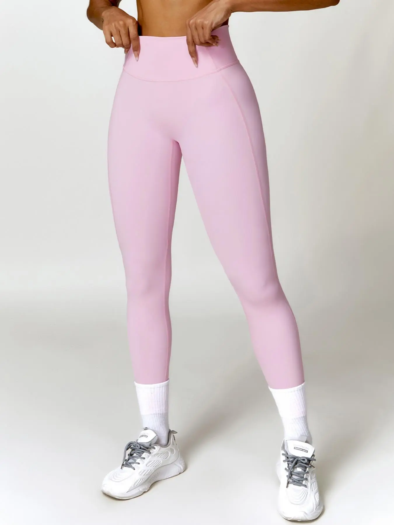 Women's Solid High Waist Sports Leggings, Quick-drying Tight-fitting Yoga Leggings, Summer Outfits 2024, High Stretch Seamless Pink Yoga Pants, Workout Clothes Women, Women Sport & Outdoor Clothing, Tummy Control Valentine's Day, Gift