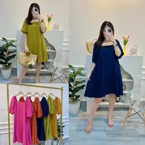 DELIVIA-DRESS RIBTOP CRINKLE FLARIE 5001-5