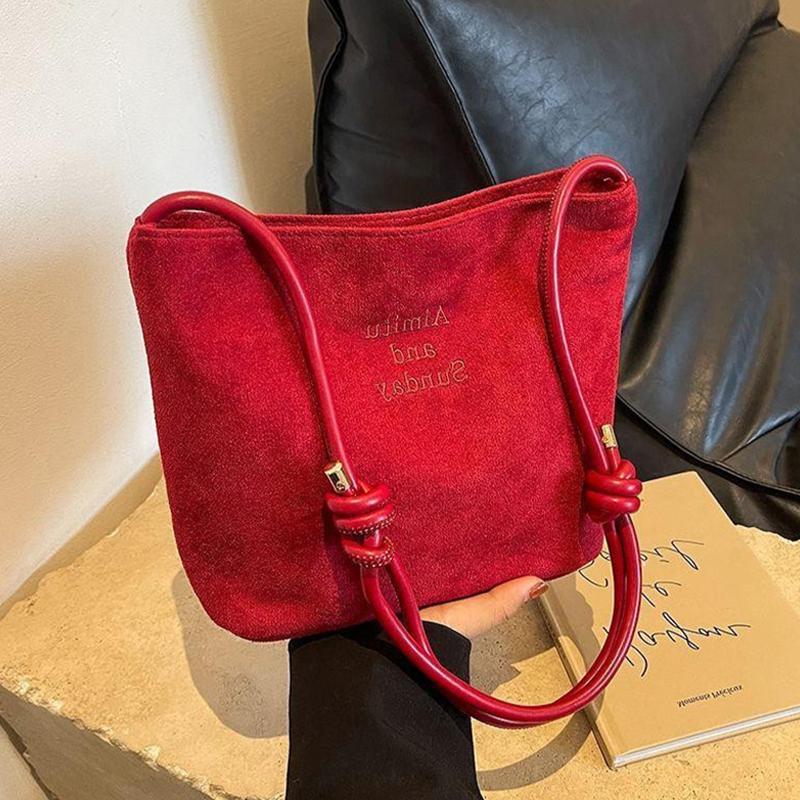 Product Introduction of Suede Women S Tote Bag Bucket Bag Fashionable One Shoulder Diagonal  Bag 18