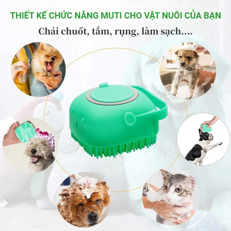 Pet Dog Mèo Bàn Chải Massage Lược Massage Bàn Chải Tắm Tóc Ngắn ，Thiết kế đầu tròn TPR, không làm tổn thương lông 7