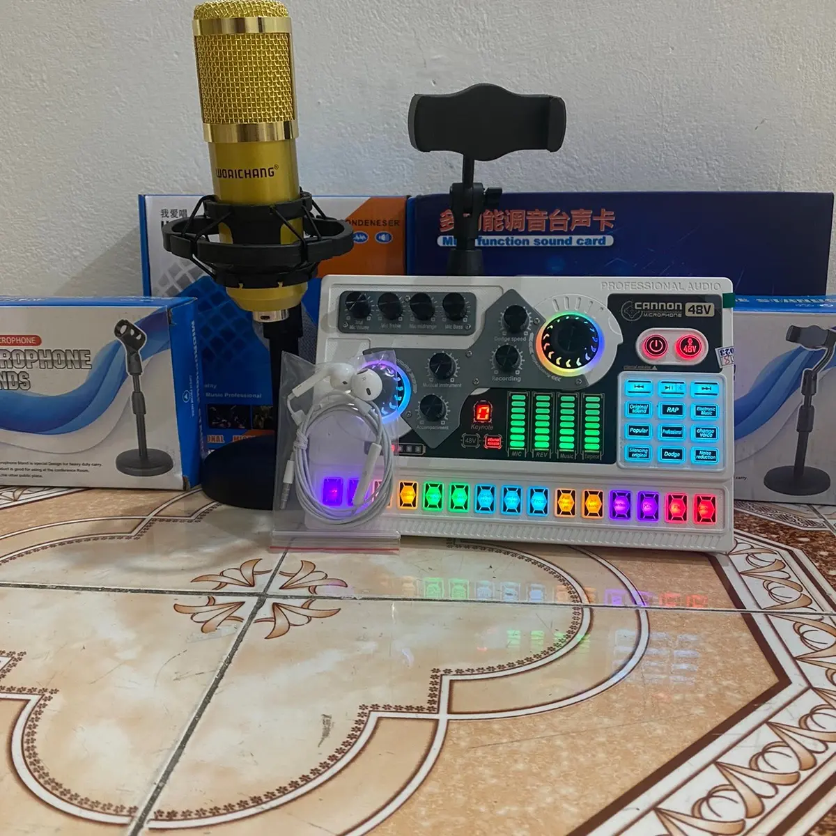 Bộ Sound Card X5, Micro BM900 kèm tai nghe chuyên Hỗ Trợ nguồn 48v Hát Autotune , Livestream , Thu Âm
