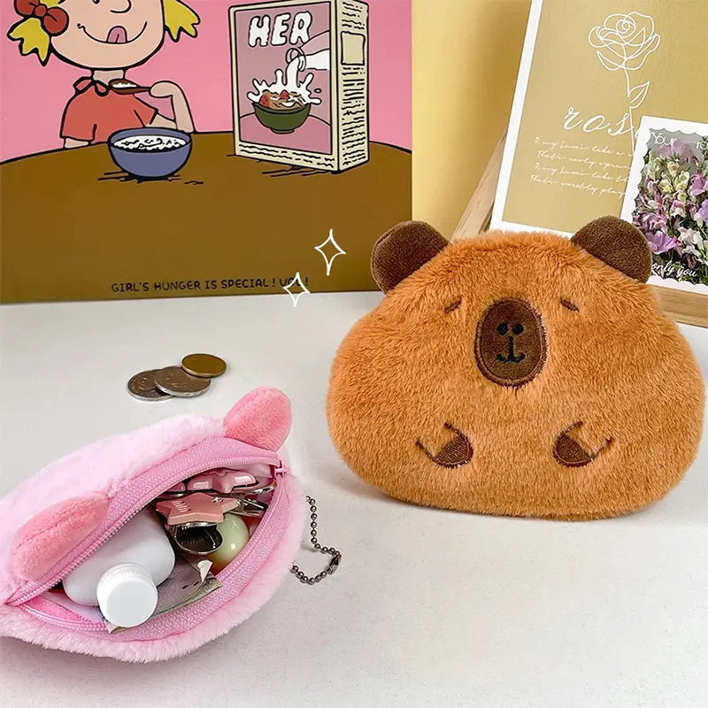 ví đựng tiền Xu Nhồi Bông Capybara, Thiết Kế Dễ Thương, Búp Bê Capybara Hoạt Hình, Túi Sắp Xếp Túi Tiền Xu, Mặt Dây Chuyền