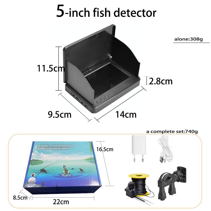 Product Introduction of 4.3/5 English-Russian Visual Fish Finder Temperature Sensing Deep HD Fishing Night Vision Underwater Camera Anchor Fish Display 17