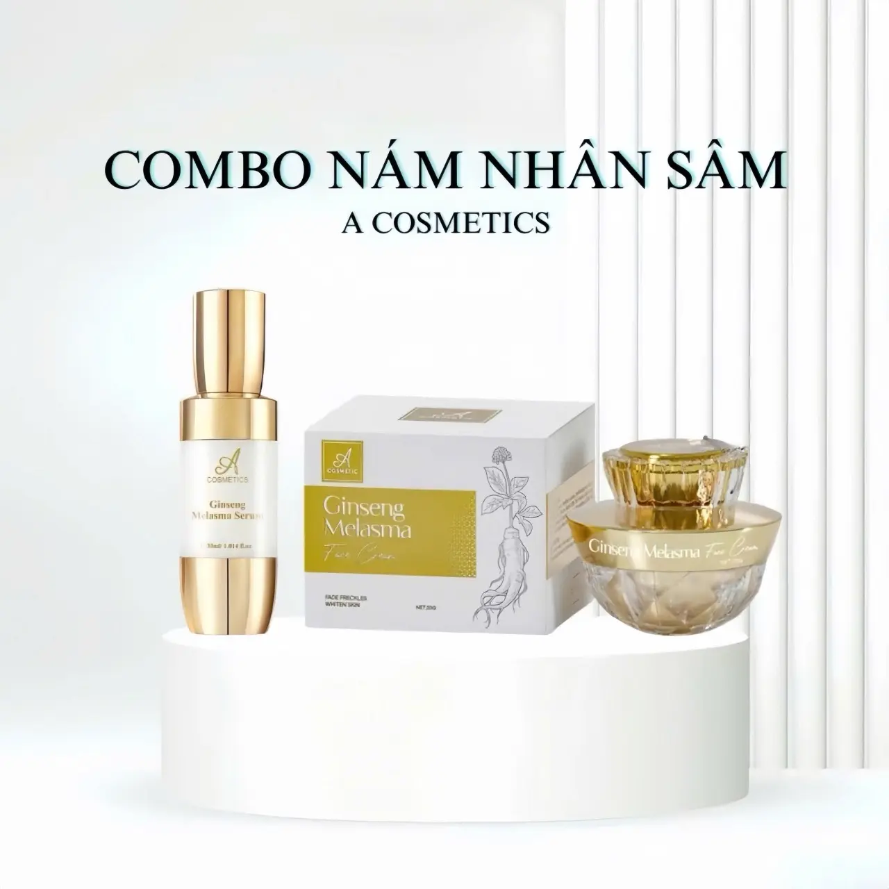 ( Có thẻ ) Combo kem face + serum nám ginseng melasma Acosmetic phương anh hỗ trợ chăm sóc da mặt