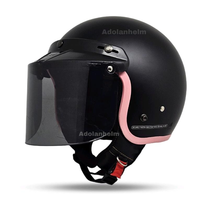 Helm Bogo Hijab Wanita List Pink Helm YRH Full Leher Flat Visor Motorcyle SNI Motorcycle 7