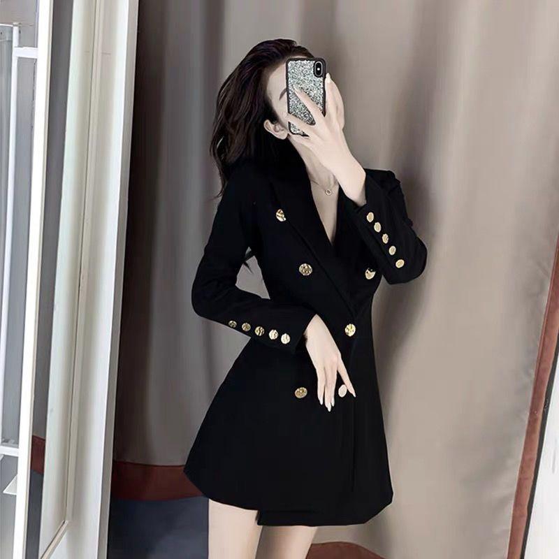 Váy Bộ Đồ Công Sở, Dành Cho Nữ, Thiết Kế Phong Cách Pháp, Ôm Sát Eo, Màu Đen Thanh Lịch, Thích Hợp Cho Mùa Xuân 2024, Thiết Kế Độc Đáo, Hàng Mới Về 0