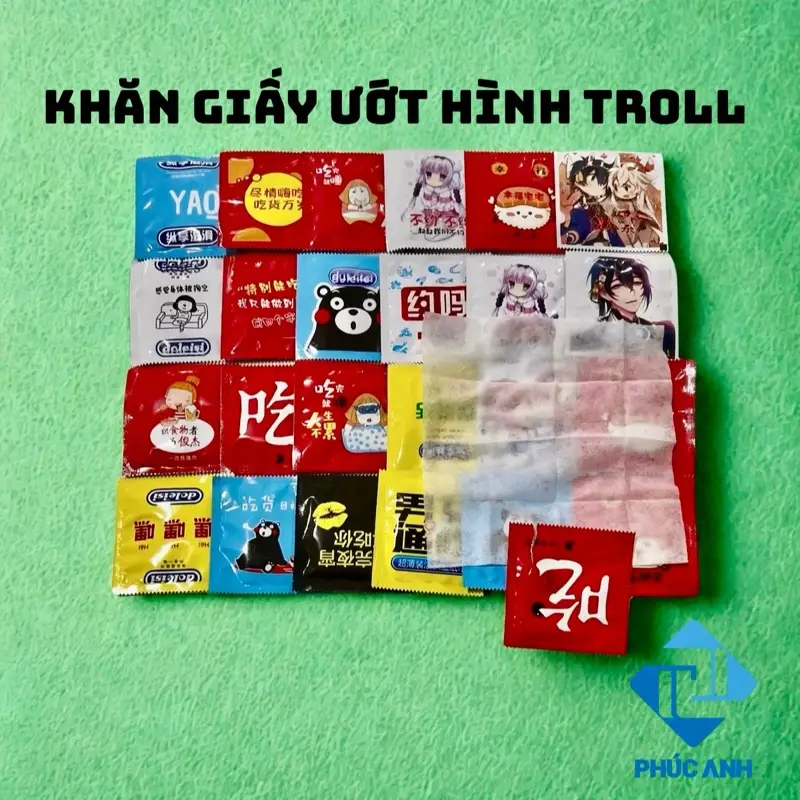 Khăn Giấy Ướt Hình Troll Du Lịch/ Khăn Ướt Nhiều Hoạ Tiết B079