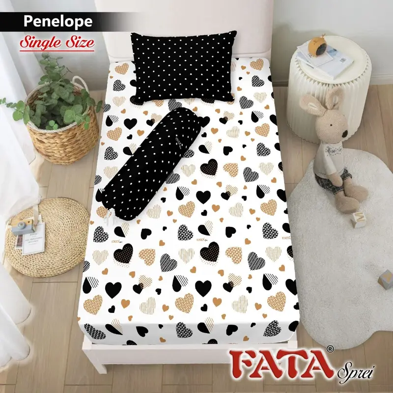 FATA SPREI MONOKROM SINGLE 120x200X20, 100X200X20 & 90X200X20 Bantal Guling Karet 6