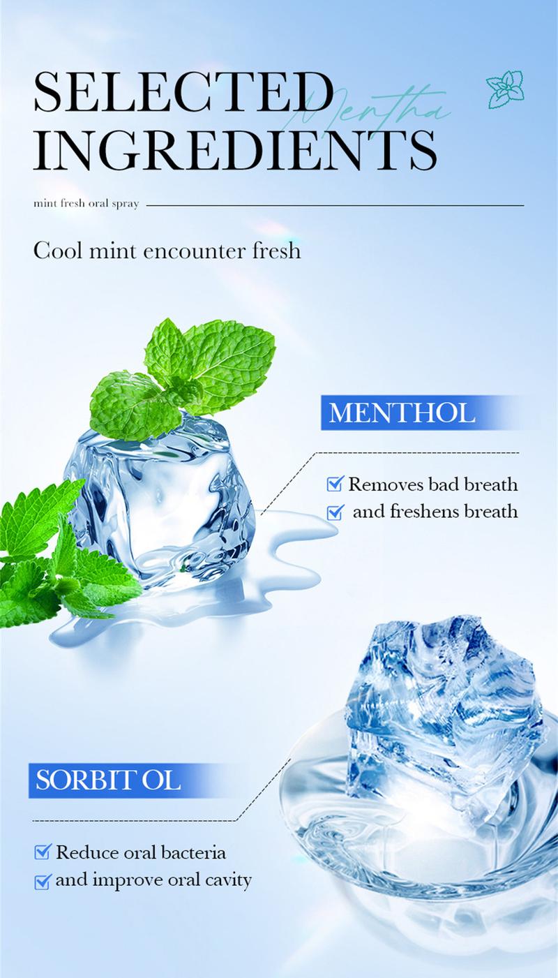 Product Introduction of SADOER Mint Fresh Mouth Spray Fresh Breath Lasting Fragrance Eliminating Halitosis Spray Oral Organic Breath Spray Restore Herbal 25