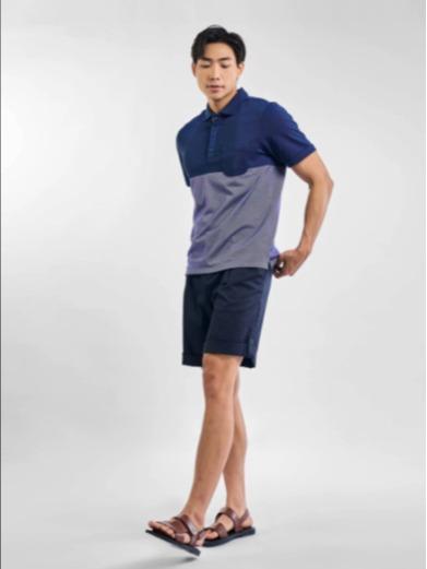OWEN - Áo polo Nam ngắn tay có cổ Body Fit APT231545 màu Xanh chất liệu Renu  Hoạ tiết Pha phối Menswear