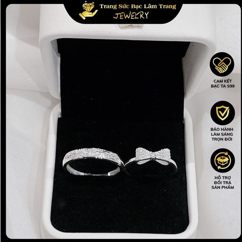 Nhẫn đôi bạc ta LTj003 mẫu mới Women Voi Hoa - Trang sức bạc không bị bay màu, rỉ sét nhancap