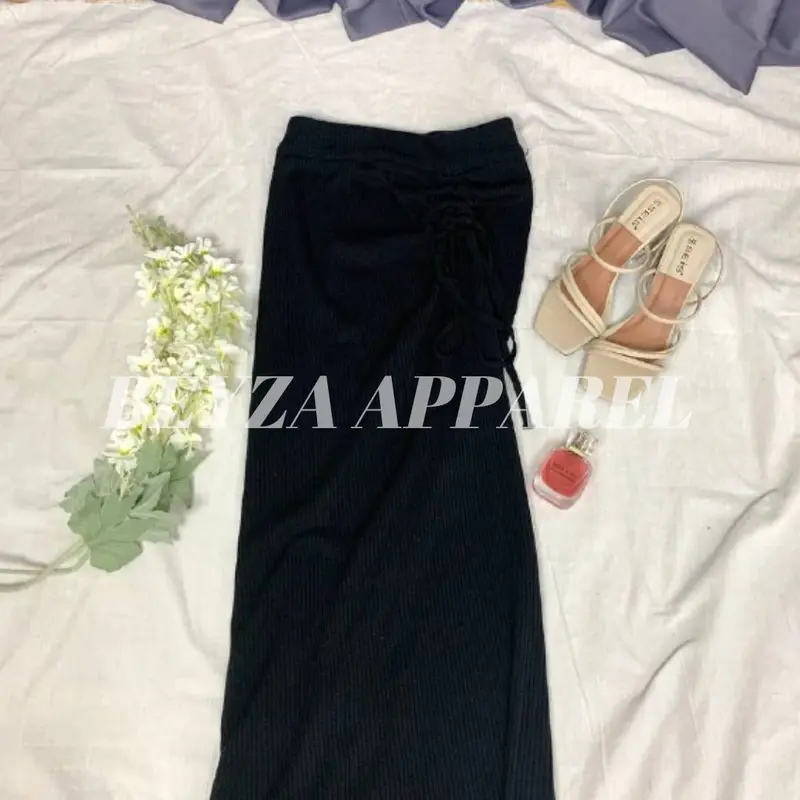 [Beyza Apparel] Serut Rok Span Wanita Rajut Korean Style Bawahan Rajut Wanita Formal Casual Fit Panjang Nyaman Pendek Basic Kerja Hitam Semi 1