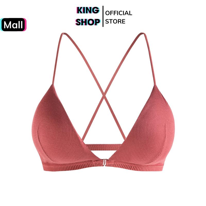 Áo Ngực nữ cài trước, Áo Bra dây chéo sẵn mút mỏng nâng ngực KING SHOP B715 Đen áocon nữ ômngực Tua Rua