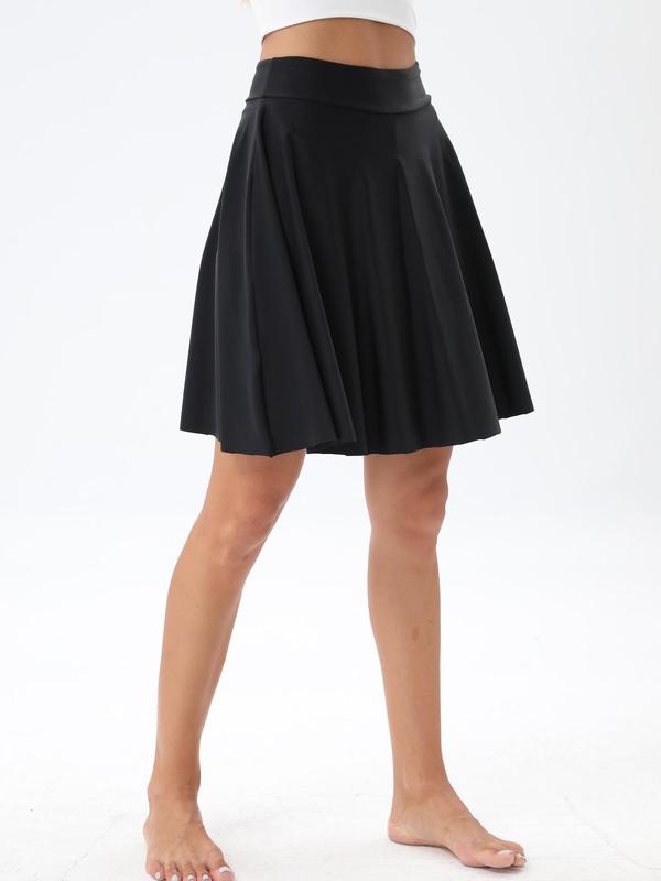 Women's Solid High Waist Swim Skirt, Casual Plain Swim Bottoms for Summer, Ladies Swimwear for Beach Holiday Vacation 2